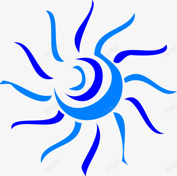 太阳图标png免抠素材_新图网 https://ixintu.com 免费png 免费png素材 图标 太阳 抽象 艺术 蓝色