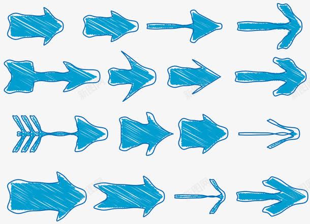 蓝色手绘箭头矢量图ai免抠素材_新图网 https://ixintu.com 矢量箭头 矢量蓝色 箭头矢量 蓝色箭头 矢量图