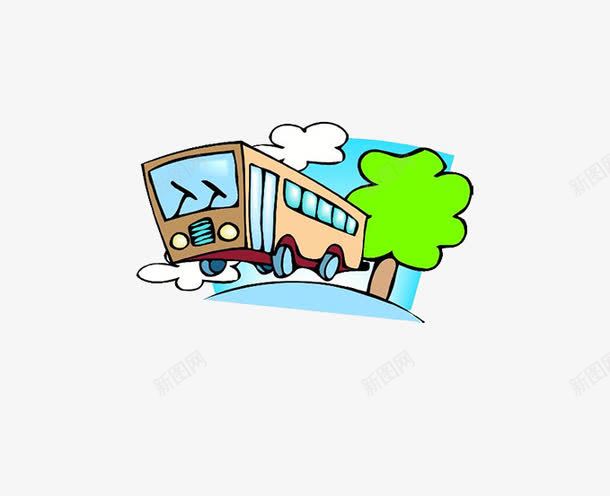 手绘公交车png免抠素材_新图网 https://ixintu.com 简单的图片 素材图片 行驶 飞奔的公交