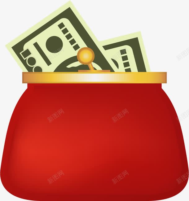 红色钱袋子图标png_新图网 https://ixintu.com UI 卡通 图标 手绘 红色 袋子 钱
