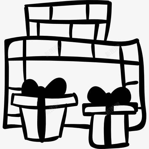 礼品盒在壁炉图标png_新图网 https://ixintu.com 圣诞礼物 圣诞节 烟囱 目前 迹象
