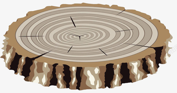 手绘树桩png免抠素材_新图网 https://ixintu.com 年轮 手绘 树 树木 树桩 树轮 树龄 纹理