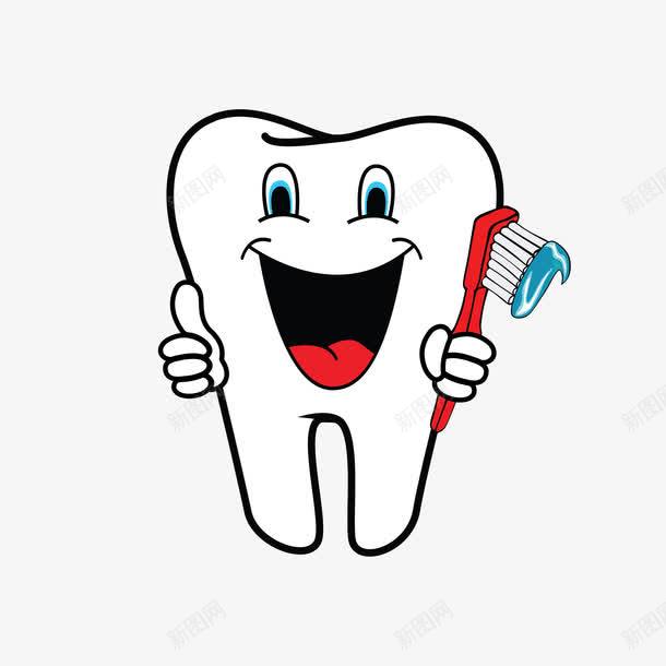 拿牙刷的牙齿png免抠素材_新图网 https://ixintu.com 刷牙 卡通牙齿 牙膏 牙齿 牙齿护理