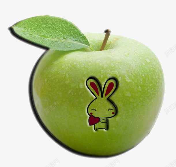 小白兔青苹果png免抠素材_新图网 https://ixintu.com 产品实物 小白兔 新鲜 水果 苹果 青苹果