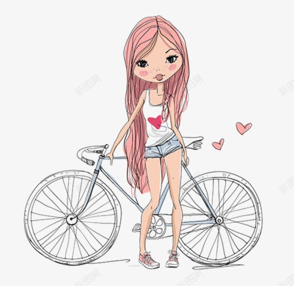 单车女孩png免抠素材_新图网 https://ixintu.com 单车 卡通 女孩 小清新 手绘 自行车
