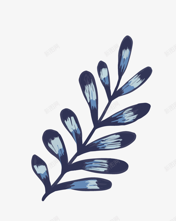 蓝色手绘树叶装饰图案png免抠素材_新图网 https://ixintu.com 免抠PNG 手绘 树叶 简约 蓝色 装饰图案