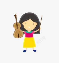 学小提琴的小女孩素材