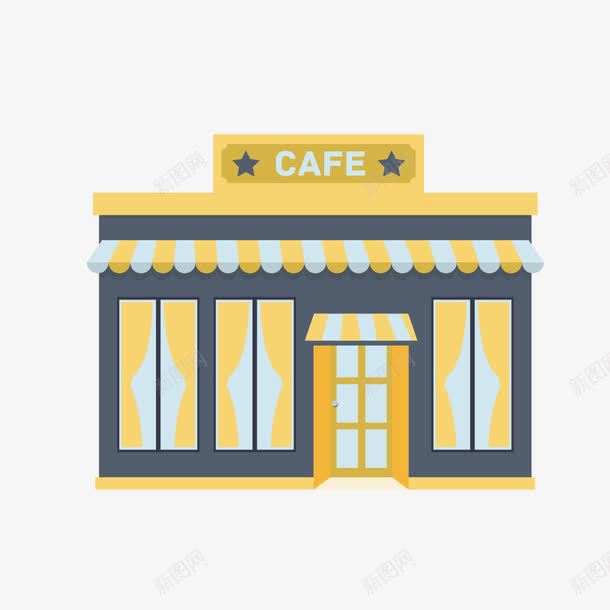 手绘咖啡馆png免抠素材_新图网 https://ixintu.com 咖啡 咖啡馆 建筑 手绘