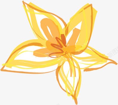 春天黄色线条花朵png免抠素材_新图网 https://ixintu.com 春天 线条 花朵 黄色