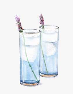 水彩水杯素材