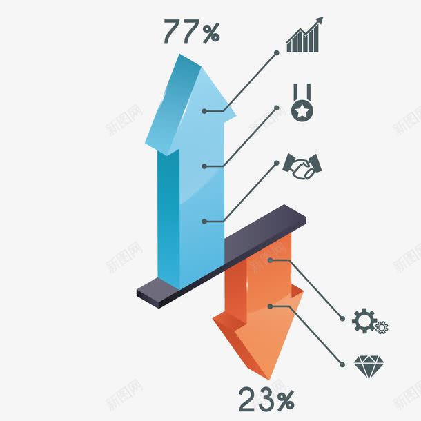 PPT数据箭头png免抠素材_新图网 https://ixintu.com PPT 上涨 数据 蓝色箭头