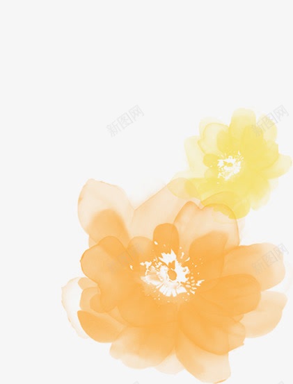 黄色水墨绘画花朵png免抠素材_新图网 https://ixintu.com 水墨 绘画 花朵 黄色