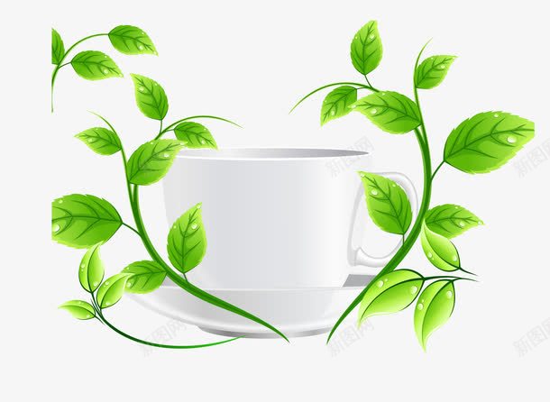 绿茶咖啡杯矢量图ai免抠素材_新图网 https://ixintu.com 咖啡杯 手绘 绿茶 矢量图