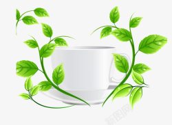 绿茶咖啡杯矢量图素材