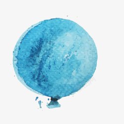 彩色手绘蓝色气球素材