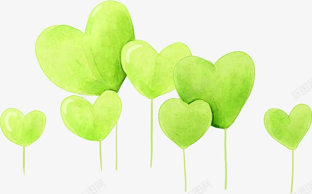 手绘绿色爱心植物创意png免抠素材_新图网 https://ixintu.com 创意 植物 爱心 绿色