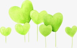 手绘绿色爱心植物创意素材