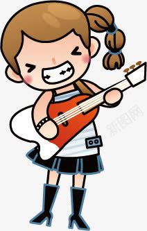 弹吉它png免抠素材_新图网 https://ixintu.com 卡通人物 吉它 音乐