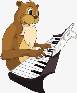 看着乐谱弹奏的兔子素材