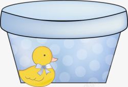 卡通小黄鸭盆子图案素材