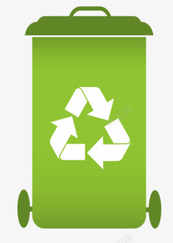 卡通绿色垃圾回收箱素材