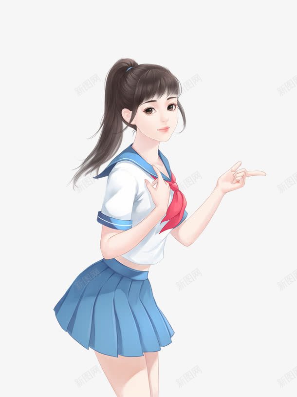 校服长发女孩png免抠素材_新图网 https://ixintu.com 女孩 校服 长发