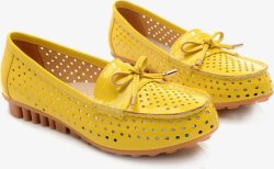 黄色透气单鞋女鞋素材