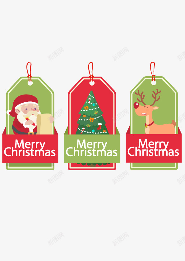 圣诞节标签矢量图ai免抠素材_新图网 https://ixintu.com 圣诞老人 圣诞节 扁平 标签 素材矢量图 矢量图