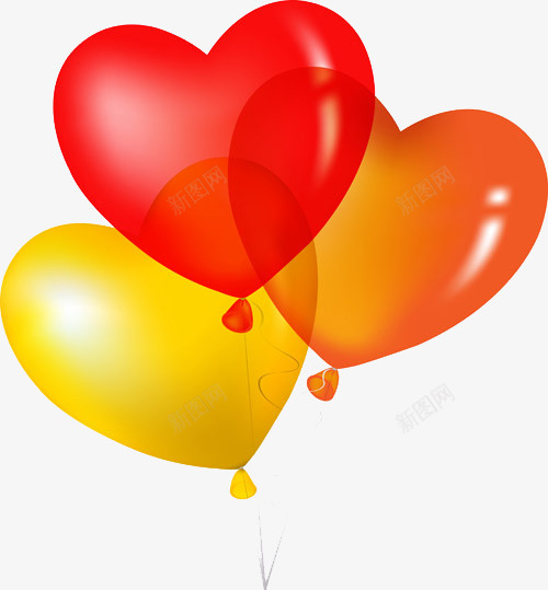 三只爱心形状的气球png免抠素材_新图网 https://ixintu.com 520 浪漫 爱心 爱情
