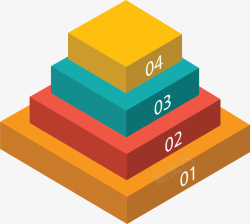 彩色立方体阶梯图表矢量图素材