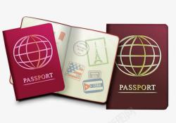 印有环球花纹的护照本素材