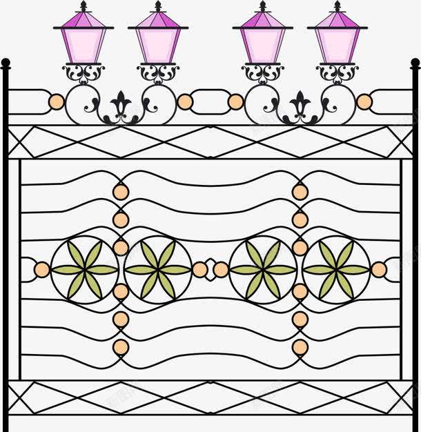 护栏灯饰png免抠素材_新图网 https://ixintu.com 卡通护栏 卡通灯饰 护栏 护栏灯饰设计 灯饰 灯饰设计