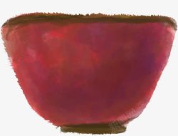 红色水彩艺术碗具素材