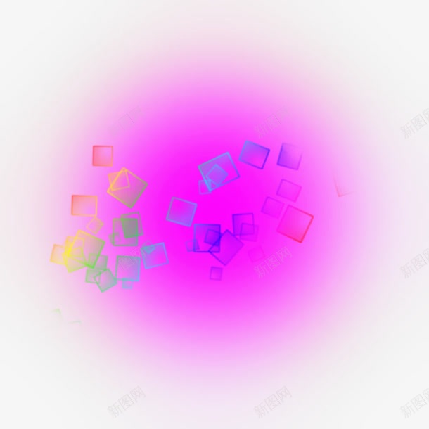 紫色效果光背景带彩色小框框png免抠素材_新图网 https://ixintu.com 紫色 紫色背景 背景 透明光