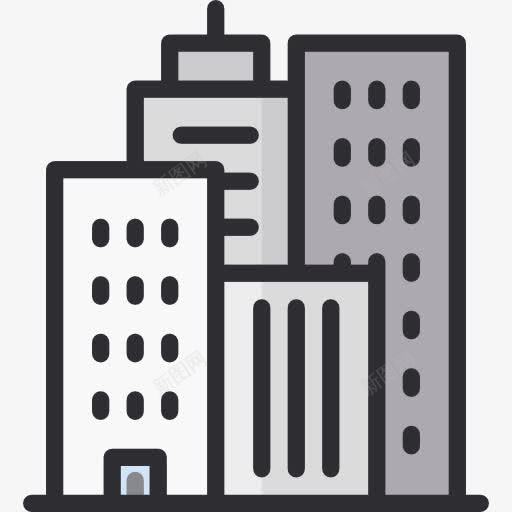 一群建筑物png免抠素材_新图网 https://ixintu.com 写字楼 卡通 大厦 建筑物