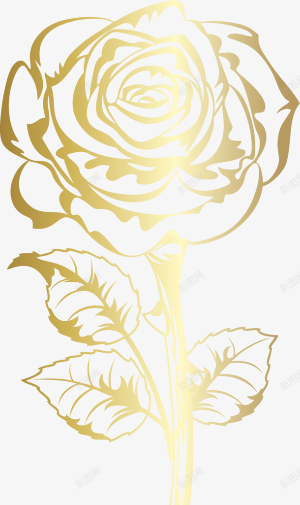 透明金色花朵玫瑰png免抠素材_新图网 https://ixintu.com 植物 玫瑰 花朵 透明 金色 镀金