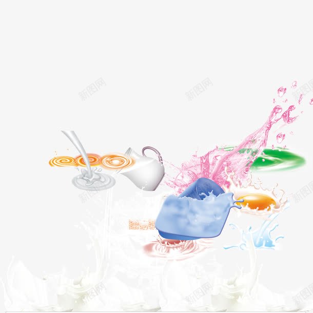 溅起的奶花纯真彩色png免抠素材_新图网 https://ixintu.com 免扣素材 彩色 抽象 溅起的奶花