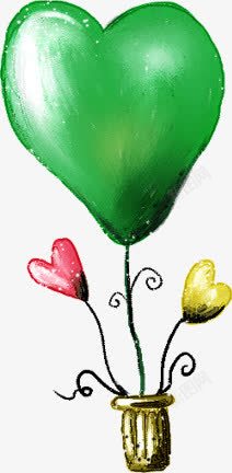 绿色手绘爱心气球素材