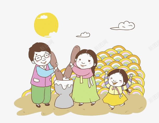 父母和孩子png免抠素材_新图网 https://ixintu.com 卡通 太阳 孩子 父母