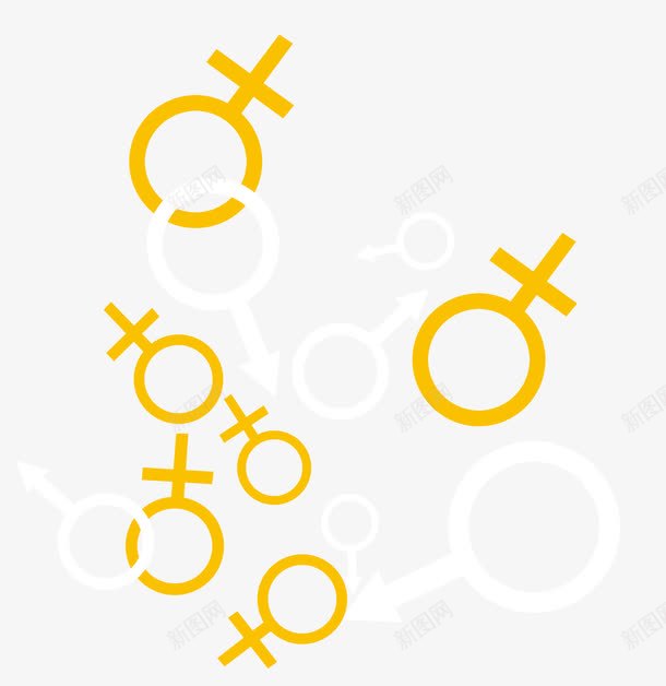 黄色男女符号底纹装饰图案图标png_新图网 https://ixintu.com 底纹 男女符号 装饰图案 黄色