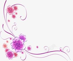 创意复古元素紫色花卉纹理素材