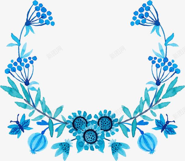 创意合成手绘蓝色的花卉图案png免抠素材_新图网 https://ixintu.com 创意 合成 图案 花卉 蓝色
