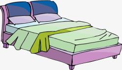 紫色被子长方形床高清图片