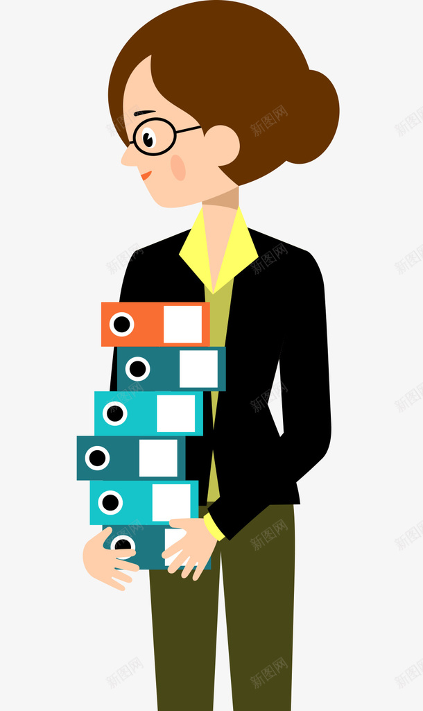 抱着一叠文件的商务女士png免抠素材_新图网 https://ixintu.com 一叠 商务 女士 抱着 文件 眼镜