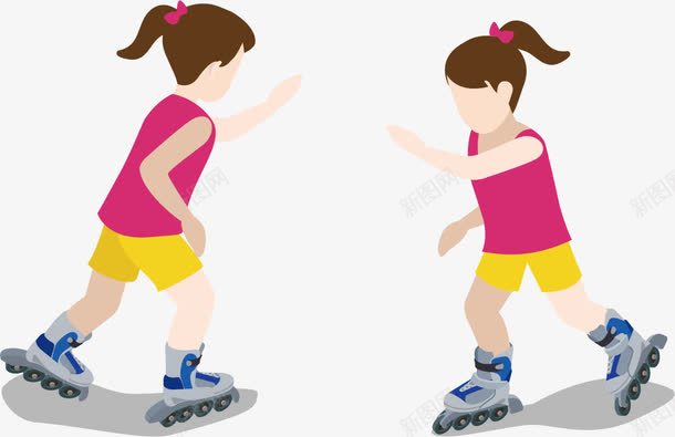 滑冰的小女孩png免抠素材_新图网 https://ixintu.com 小女孩 扁平化 滑冰