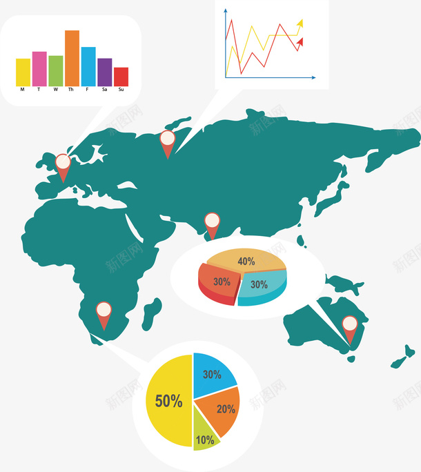 世界地图矢量图ai免抠素材_新图网 https://ixintu.com 世界 图表 地图 手绘 矢量图