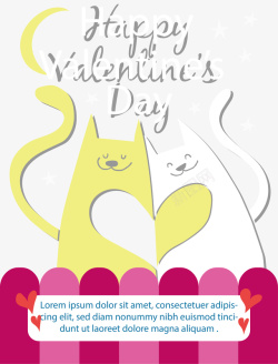 浪漫爱情猫咪海报矢量图素材