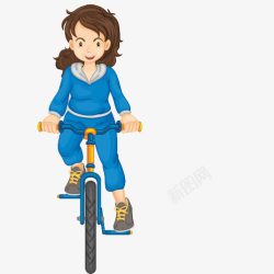 女士单车手绘女士骑单车高清图片