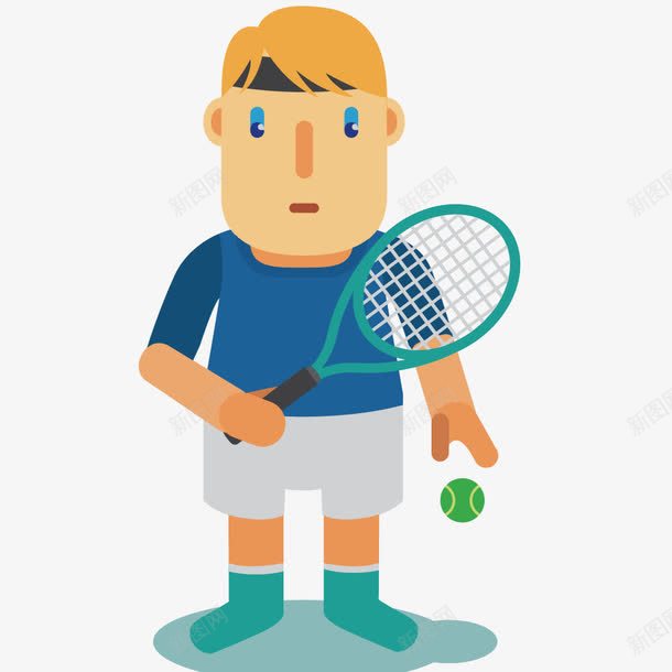黄头发网球运动员png免抠素材_新图网 https://ixintu.com 练习 网球 蓝色上衣 运动员 锻炼