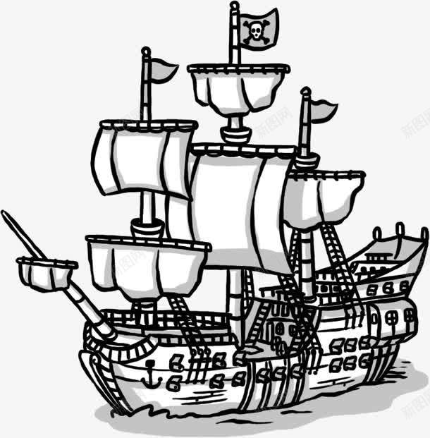 创意手绘船png免抠素材_新图网 https://ixintu.com 创意 手绘 海盗船 游轮